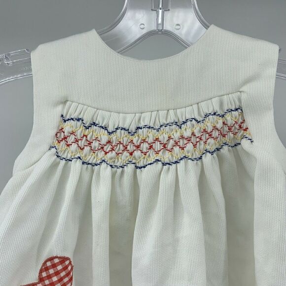 Vintage Smocked Open Back 12M Dress White - Picture 4 of 9